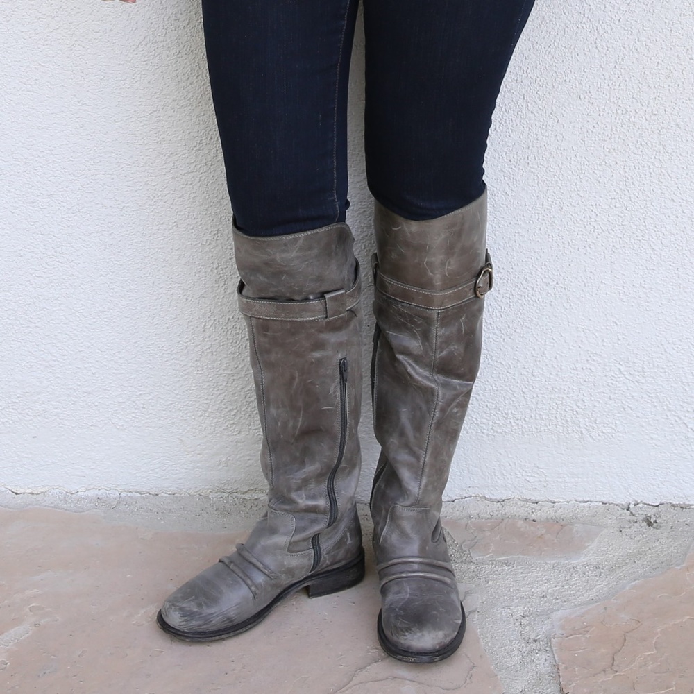 Bronx Gray Leather Boots